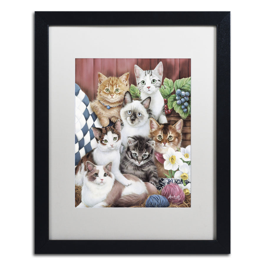 Jenny Newland Cuddly Kittens Black Wooden Framed Art 18 x 22 Inches Image 1