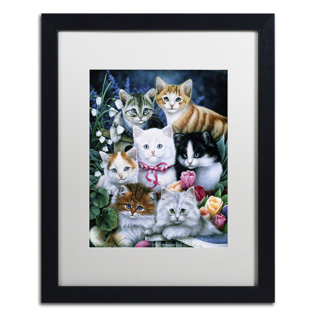 Jenny Newland Kittens Black Wooden Framed Art 18 x 22 Inches Image 1