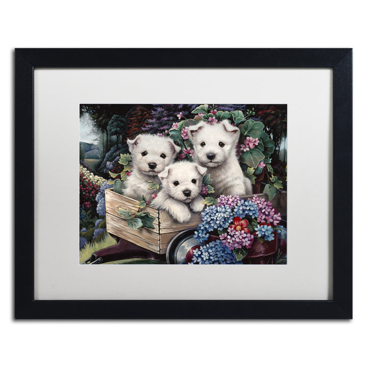 Jenny Newland Lovable Westies Black Wooden Framed Art 18 x 22 Inches Image 1