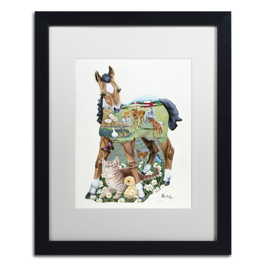 Jenny Newland Pony Tails Black Wooden Framed Art 18 x 22 Inches Image 1