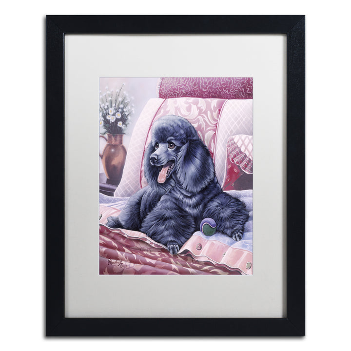 Jenny Newland Black Poodle Black Wooden Framed Art 18 x 22 Inches Image 1