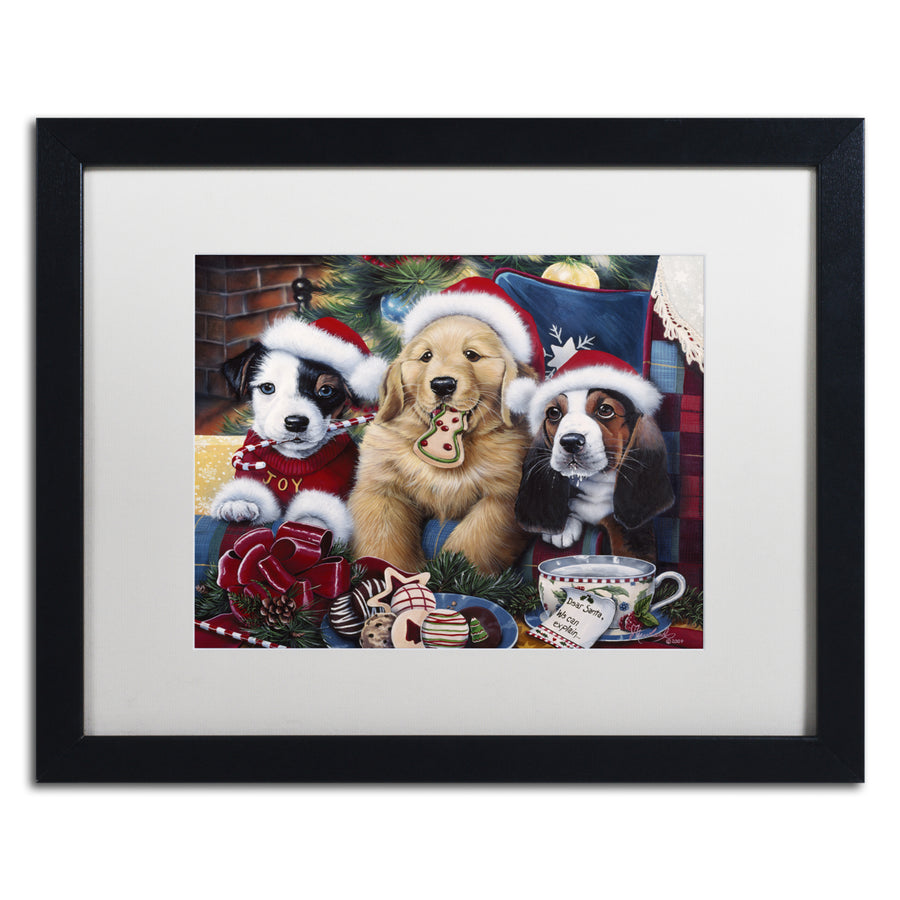 Jenny Newland Sawry Santa Paws Black Wooden Framed Art 18 x 22 Inches Image 1