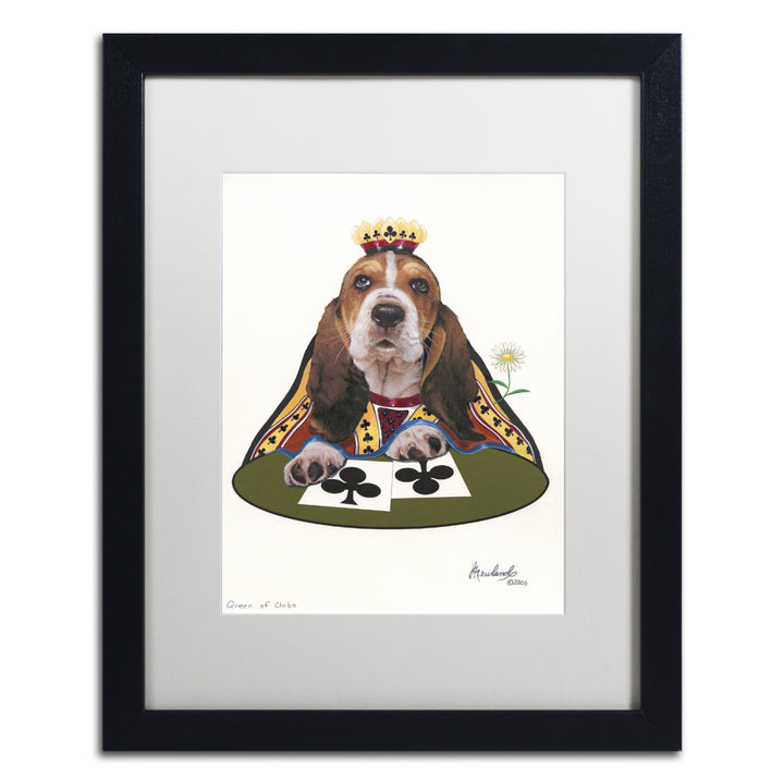 Jenny Newland Queen Of Clubs Black Wooden Framed Art 18 x 22 Inches Image 1