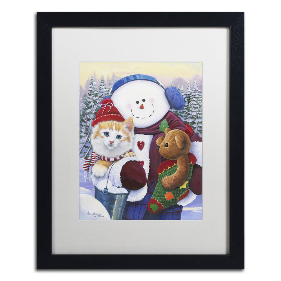 Jenny Newland Winter Wonder Pals Black Wooden Framed Art 18 x 22 Inches Image 1