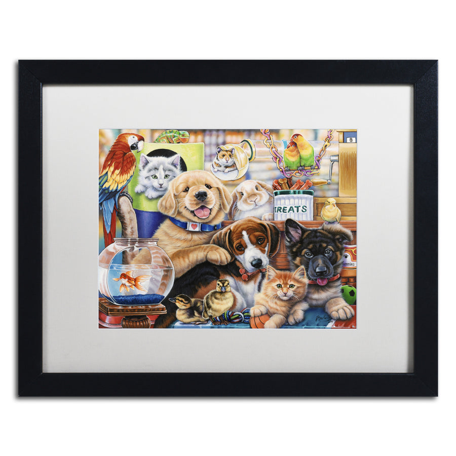 Jenny Newland Pet Shop Black Wooden Framed Art 18 x 22 Inches Image 1