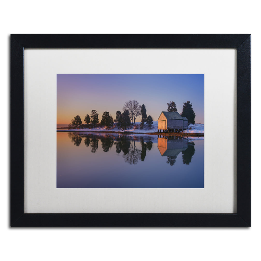 Michael Blanchette Photography Winter Reflection Black Wooden Framed Art 18 x 22 Inches Image 1