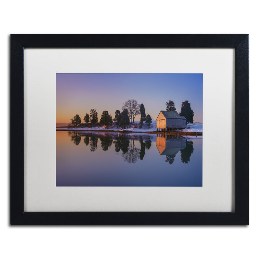 Michael Blanchette Photography Winter Reflection Black Wooden Framed Art 18 x 22 Inches Image 1