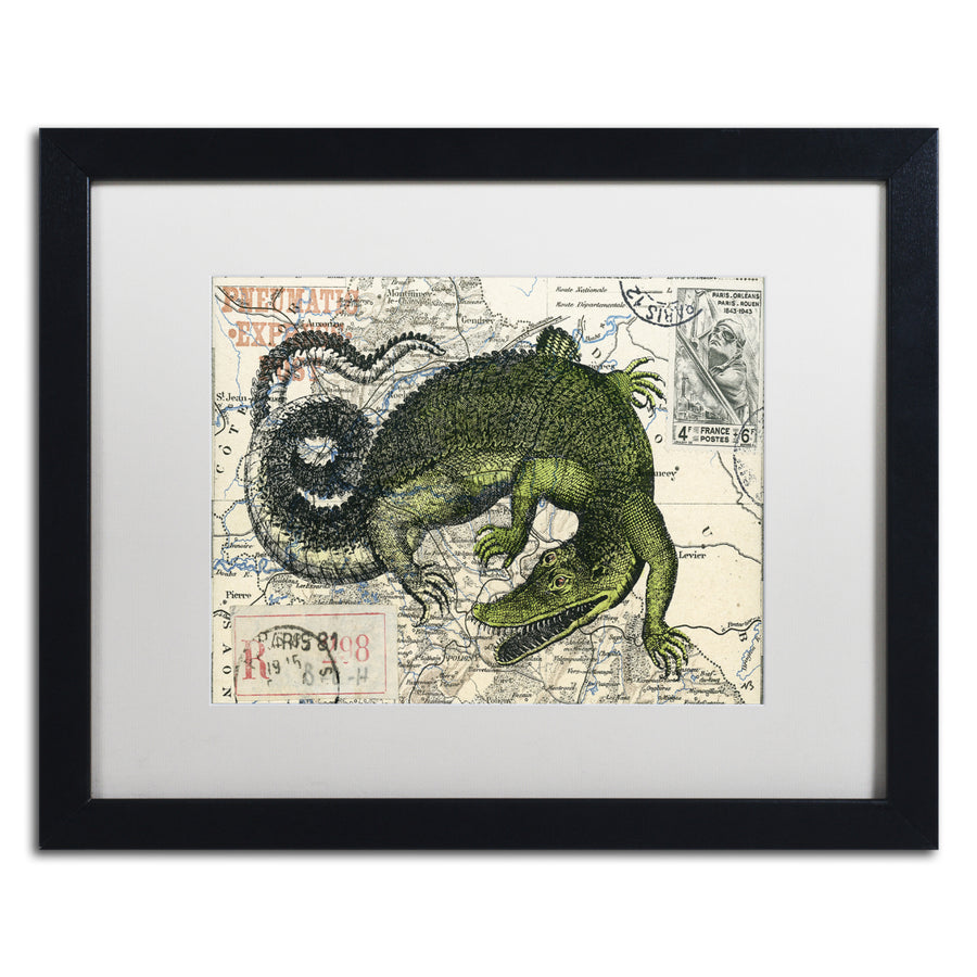 Nick Bantock Croc Map Black Wooden Framed Art 18 x 22 Inches Image 1