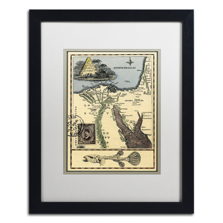 Nick Bantock Egypt Map Black Wooden Framed Art 18 x 22 Inches Image 1