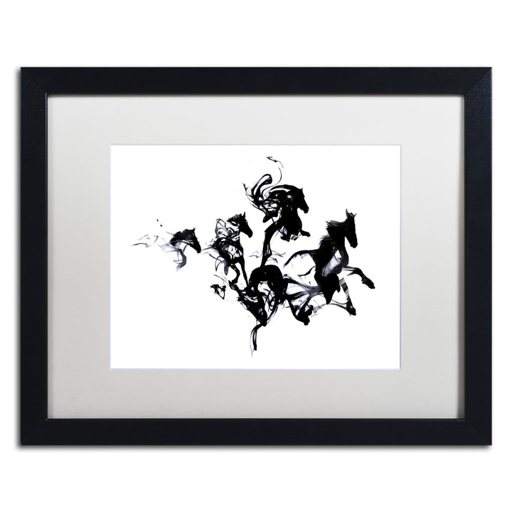 Robert Farkas Black Horses Black Wooden Framed Art 18 x 22 Inches Image 1