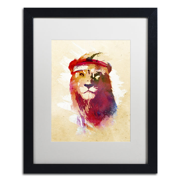 Robert Farkas Gym Lion Black Wooden Framed Art 18 x 22 Inches Image 1