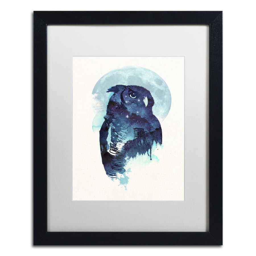 Robert Farkas Midnight Owl Black Wooden Framed Art 18 x 22 Inches Image 1