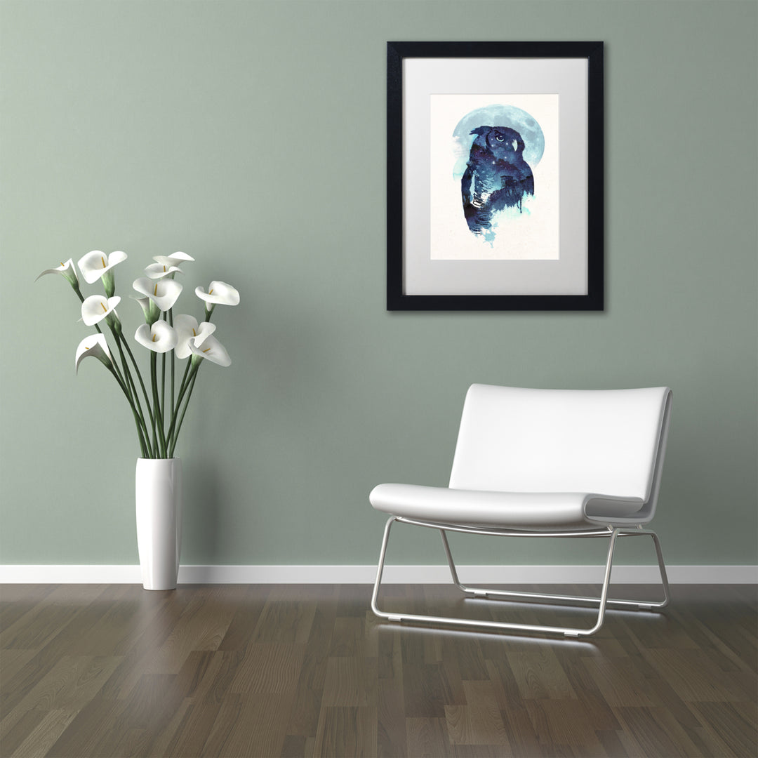 Robert Farkas Midnight Owl Black Wooden Framed Art 18 x 22 Inches Image 2