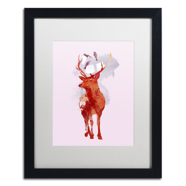 Robert Farkas Useless Deer Black Wooden Framed Art 18 x 22 Inches Image 1