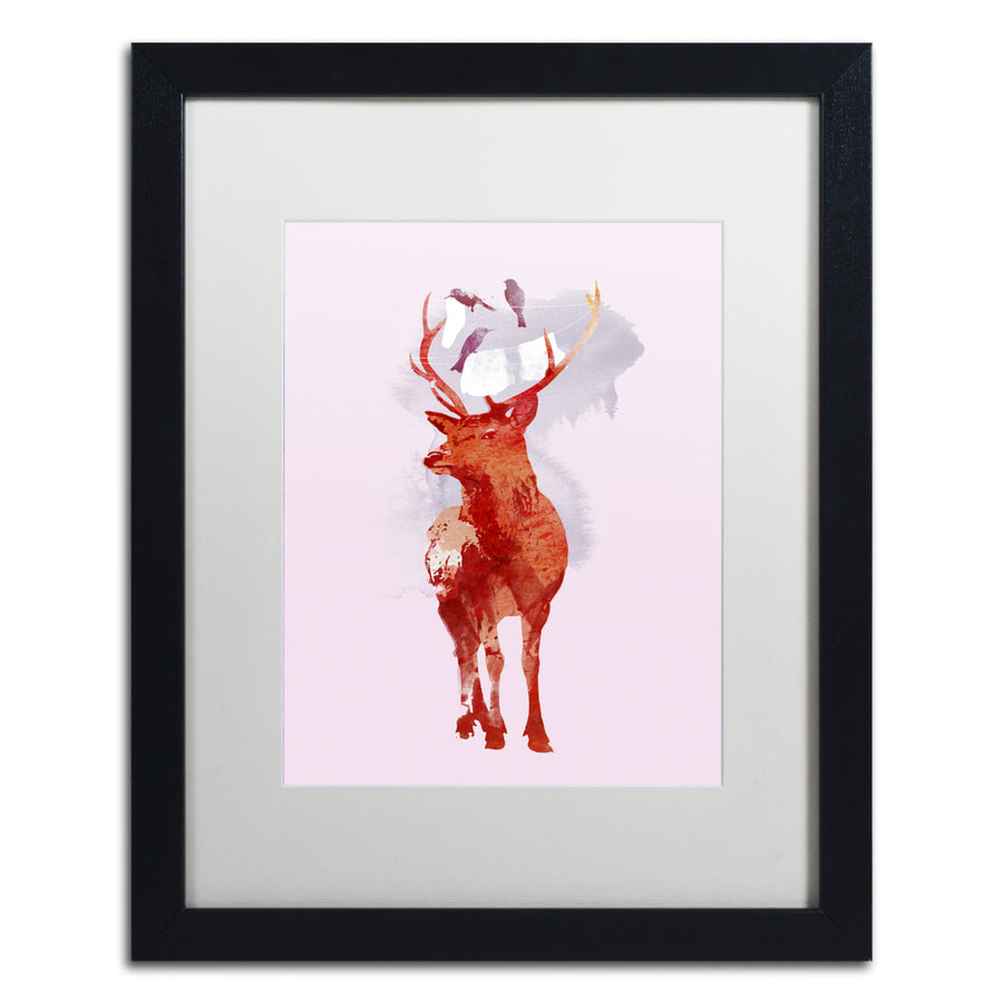 Robert Farkas Useless Deer Black Wooden Framed Art 18 x 22 Inches Image 1