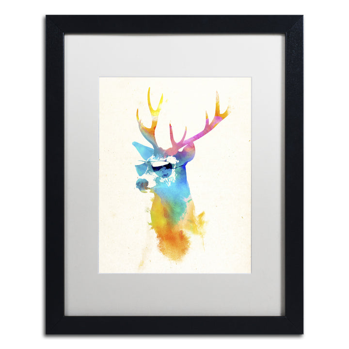 Robert Farkas Sunny Stag Black Wooden Framed Art 18 x 22 Inches Image 1