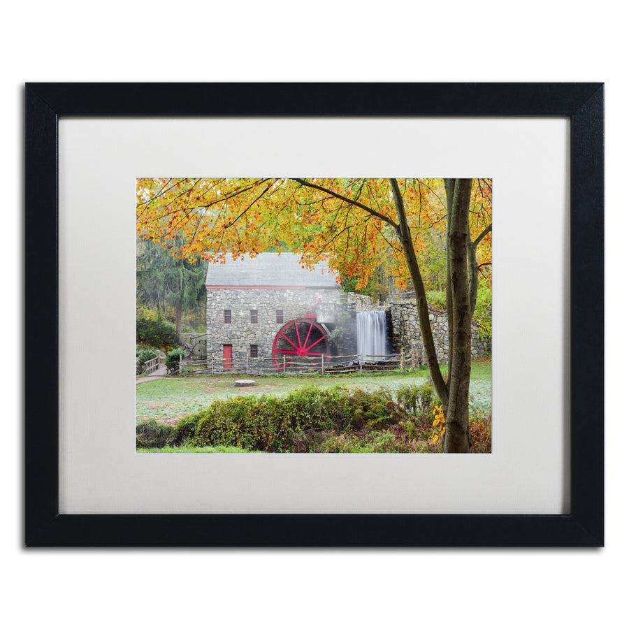 Michael Blanchette Photography Grist Mill Autumn Black Wooden Framed Art 18 x 22 Inches Image 1