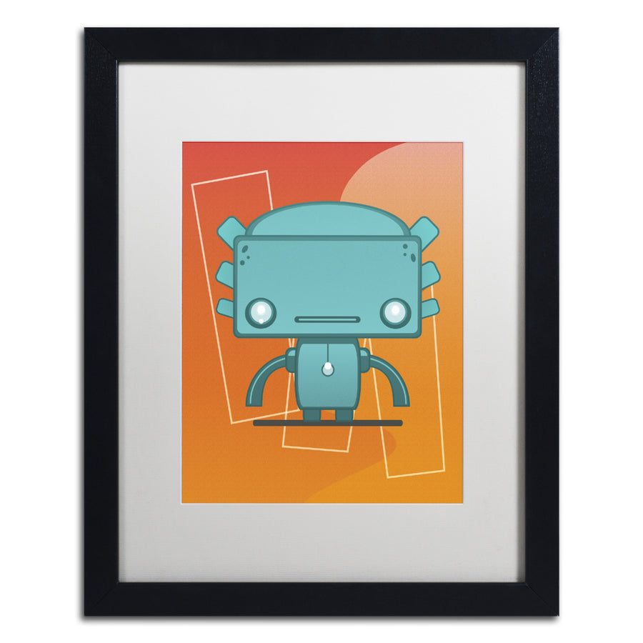 Craig Snodgrass Retro Robot Aqua Black Wooden Framed Art 18 x 22 Inches Image 1