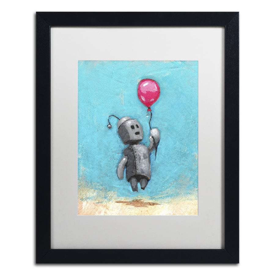 Craig Snodgrass Robot With Red Balloon Black Wooden Framed Art 18 x 22 Inches Image 1