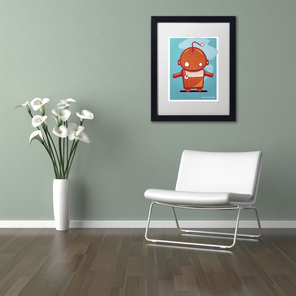 Craig Snodgrass Retro Robot Orange Black Wooden Framed Art 18 x 22 Inches Image 2