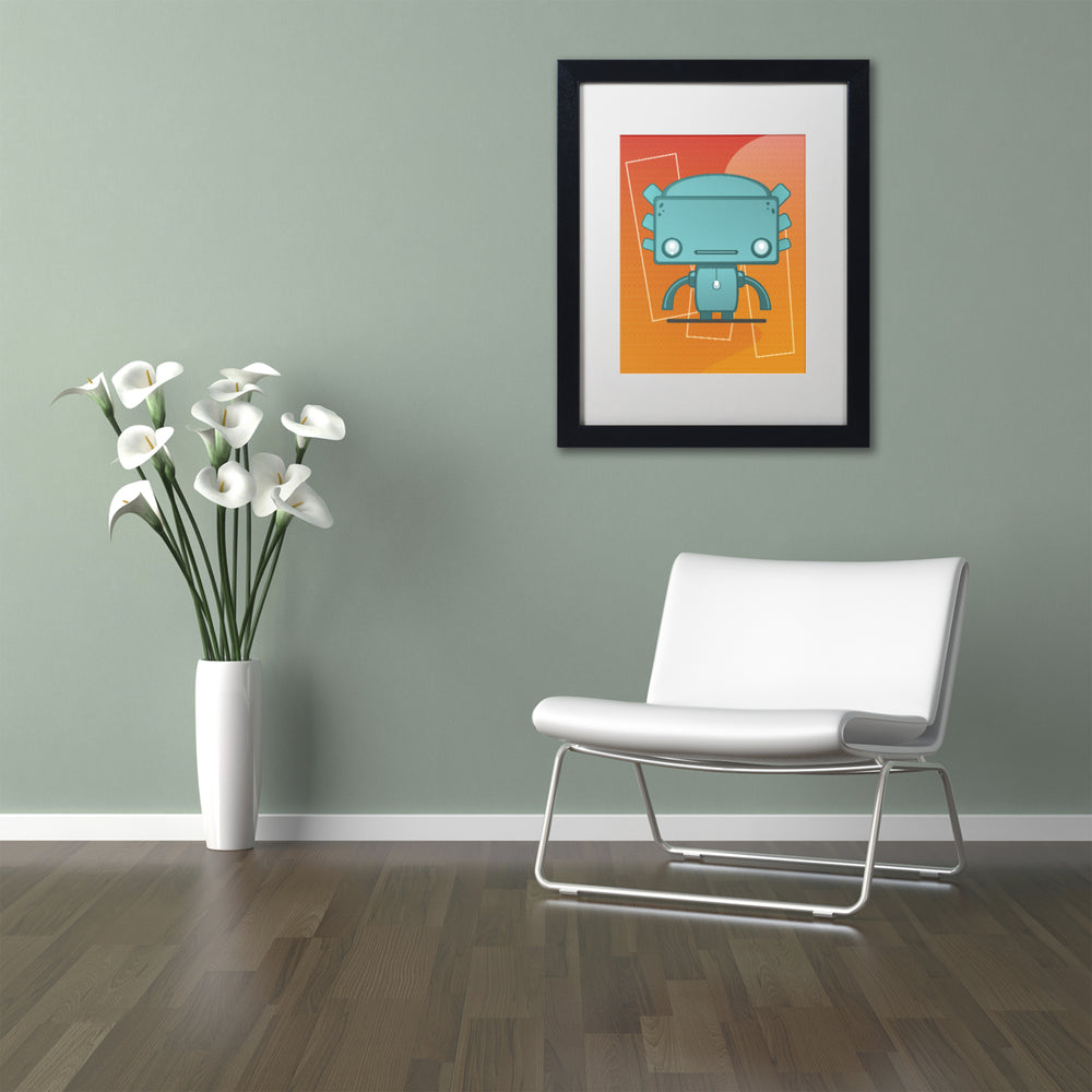 Craig Snodgrass Retro Robot Aqua Black Wooden Framed Art 18 x 22 Inches Image 2