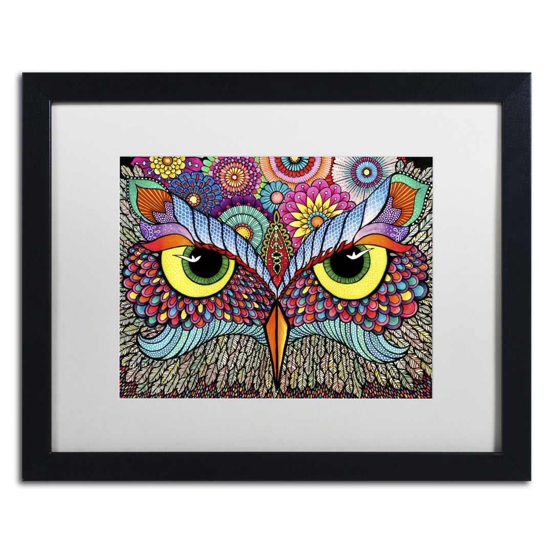 Hello Angel Owl Face Black Wooden Framed Art 18 x 22 Inches Image 1