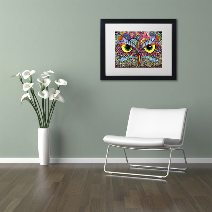 Hello Angel Owl Face Black Wooden Framed Art 18 x 22 Inches Image 2