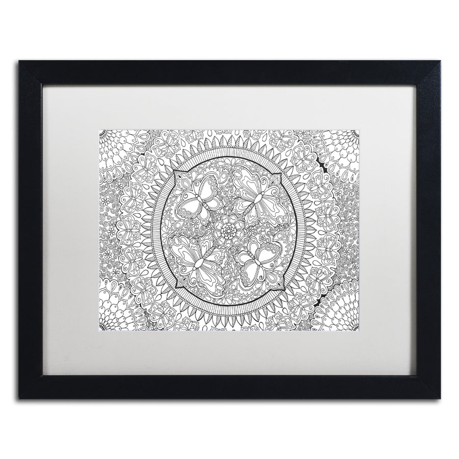 Hello Angel Butterfly Party Mandala Black Wooden Framed Art 18 x 22 Inches Image 1