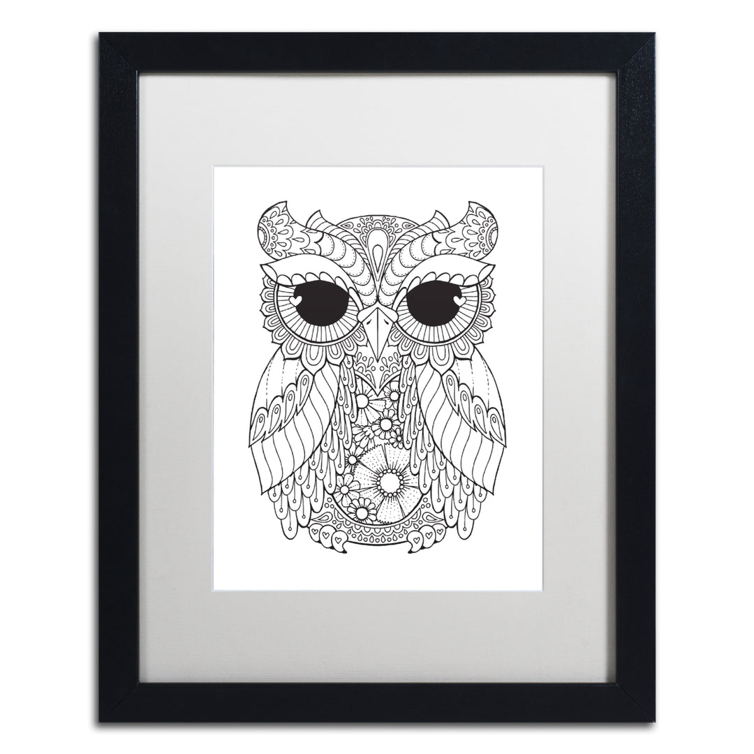 Hello Angel Owl 3 Black Wooden Framed Art 18 x 22 Inches Image 1