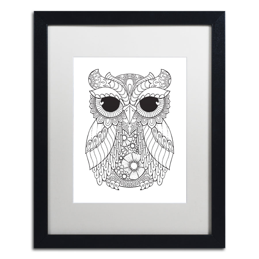 Hello Angel Owl 3 Black Wooden Framed Art 18 x 22 Inches Image 1