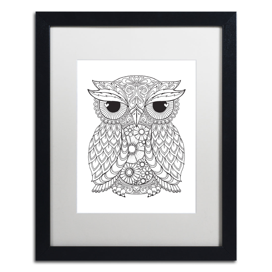 Hello Angel Owl 2 Black Wooden Framed Art 18 x 22 Inches Image 1