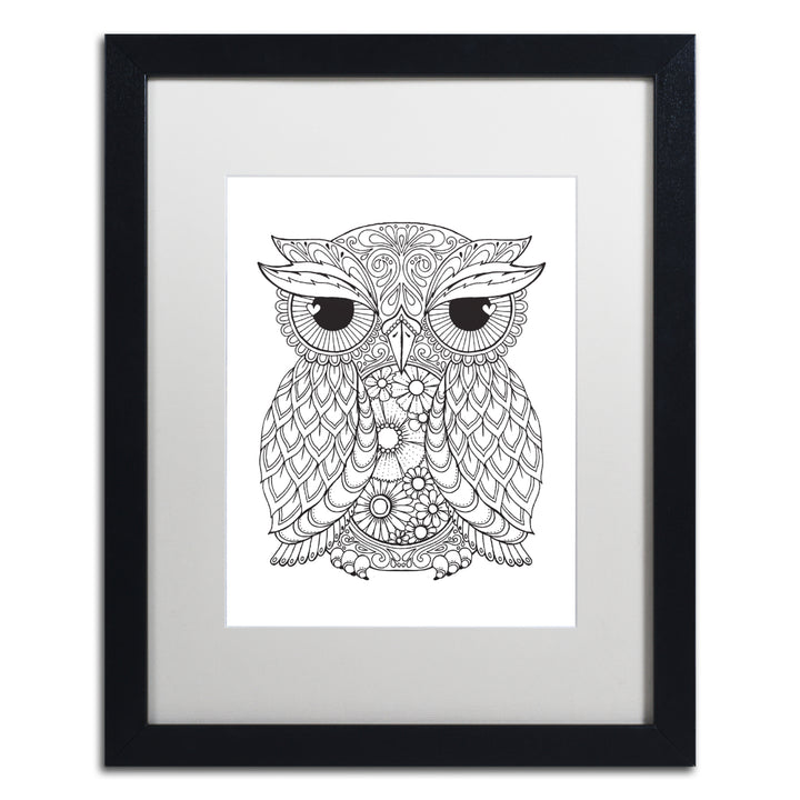 Hello Angel Owl 2 Black Wooden Framed Art 18 x 22 Inches Image 1