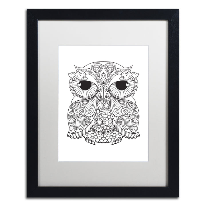 Hello Angel Owl 1 Black Wooden Framed Art 18 x 22 Inches Image 1