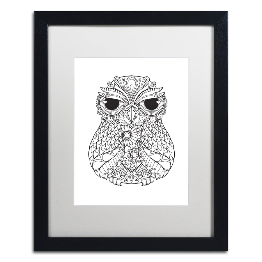 Hello Angel Owl 4 Black Wooden Framed Art 18 x 22 Inches Image 1