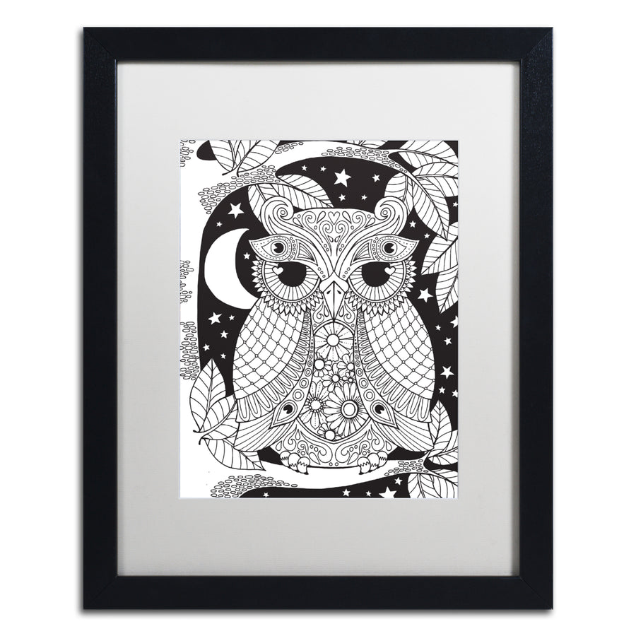 Hello Angel Owl on a Branch Black Wooden Framed Art 18 x 22 Inches Image 1