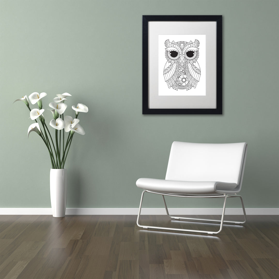 Hello Angel Owl 3 Black Wooden Framed Art 18 x 22 Inches Image 2