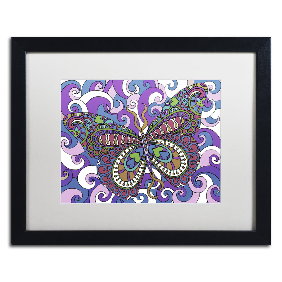 Kathy G. Ahrens Bashful Garden Butterfly Soaring Black Wooden Framed Art 18 x 22 Inches Image 1