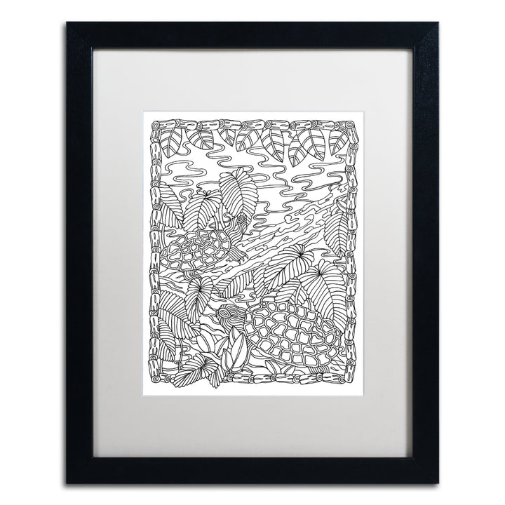 Kathy G. Ahrens Slider Turtles Black Wooden Framed Art 18 x 22 Inches Image 1