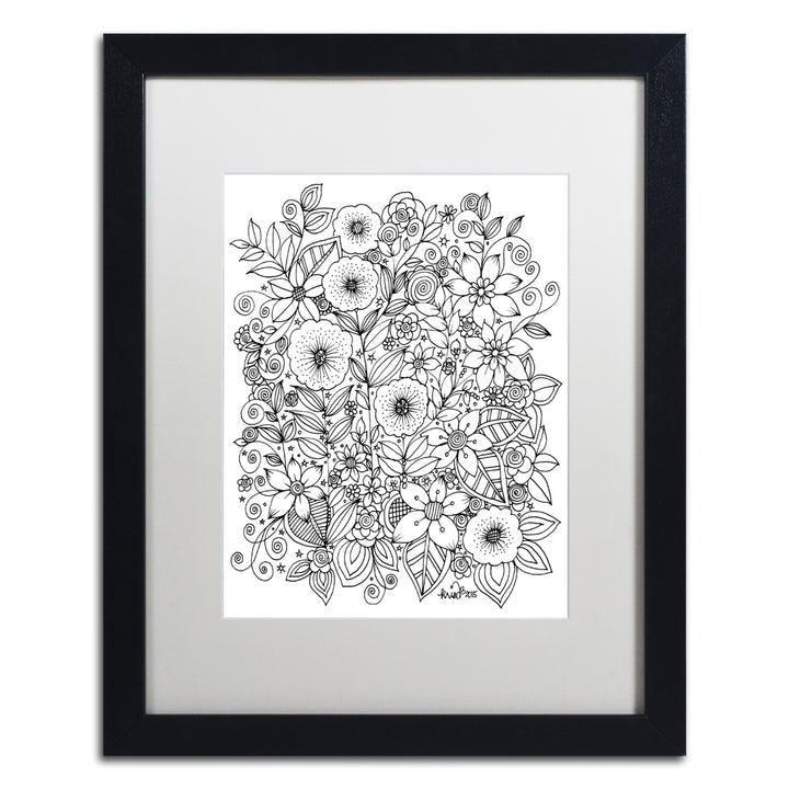 KCDoodleArt Flower Design 1 Black Wooden Framed Art 18 x 22 Inches Image 1