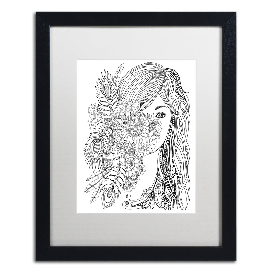 KCDoodleArt Flower Girls 2 Black Wooden Framed Art 18 x 22 Inches Image 1