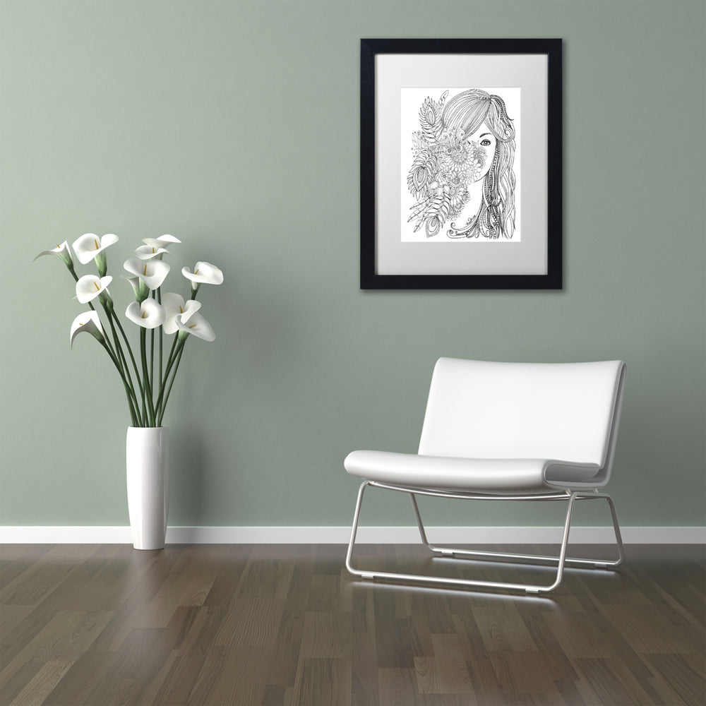 KCDoodleArt Flower Girls 2 Black Wooden Framed Art 18 x 22 Inches Image 2