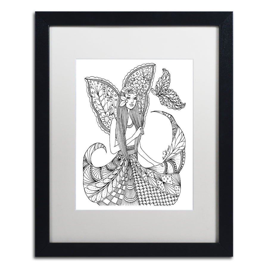 KCDoodleArt Fairies and Woodland Creatures 13 Black Wooden Framed Art 18 x 22 Inches Image 1