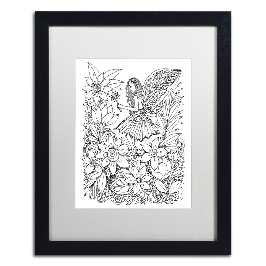 KCDoodleArt Fairies and Woodland Creatures 14 Black Wooden Framed Art 18 x 22 Inches Image 1