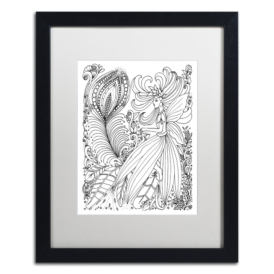 KCDoodleArt Fairies and Woodland Creatures 15 Black Wooden Framed Art 18 x 22 Inches Image 1