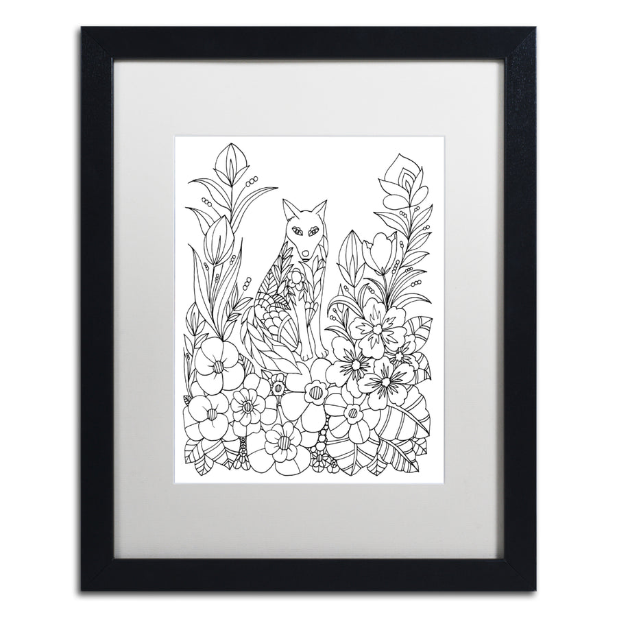 KCDoodleArt Fairies and Woodland Creatures 21 Black Wooden Framed Art 18 x 22 Inches Image 1