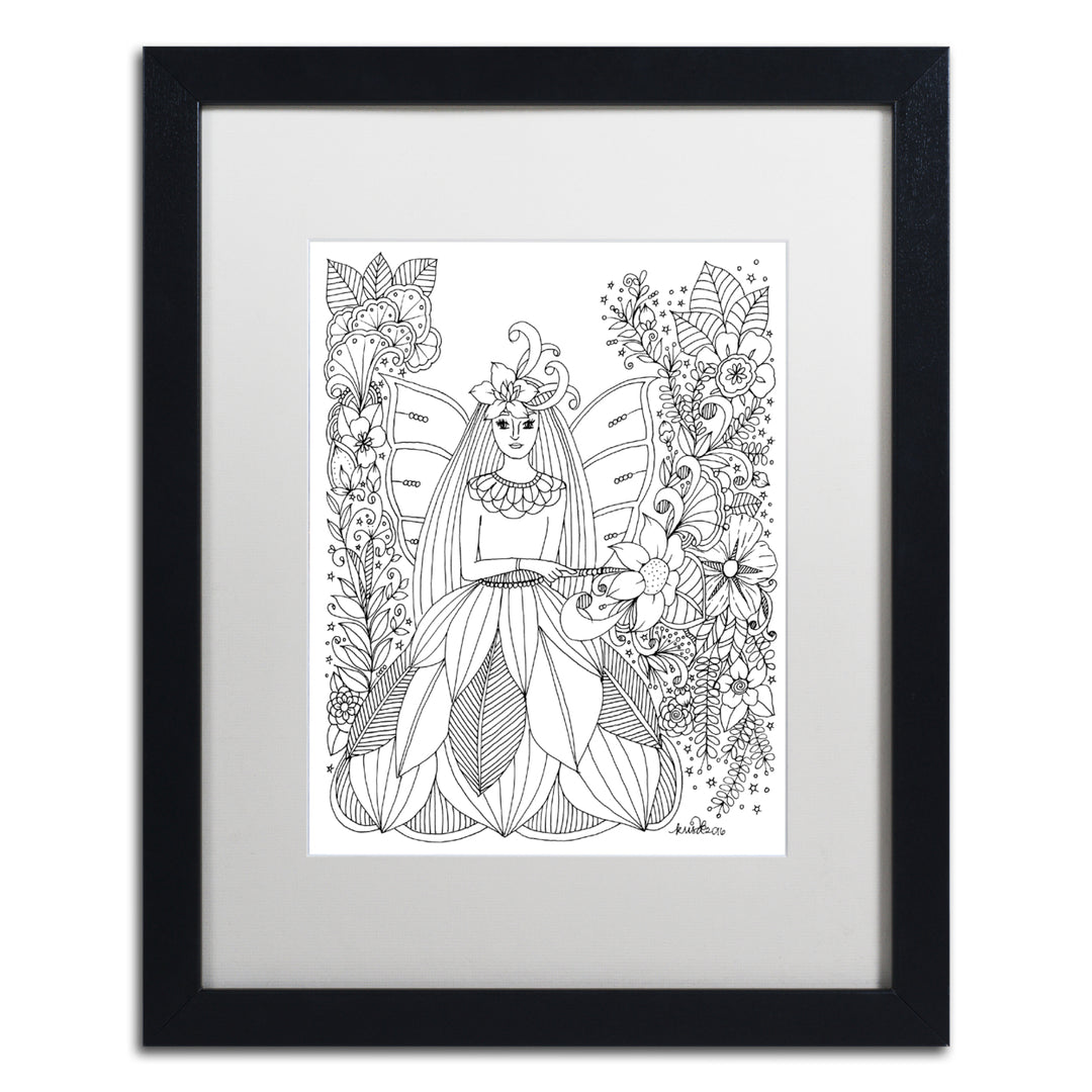 KCDoodleArt Fairies and Woodland Creatures 26 Black Wooden Framed Art 18 x 22 Inches Image 1