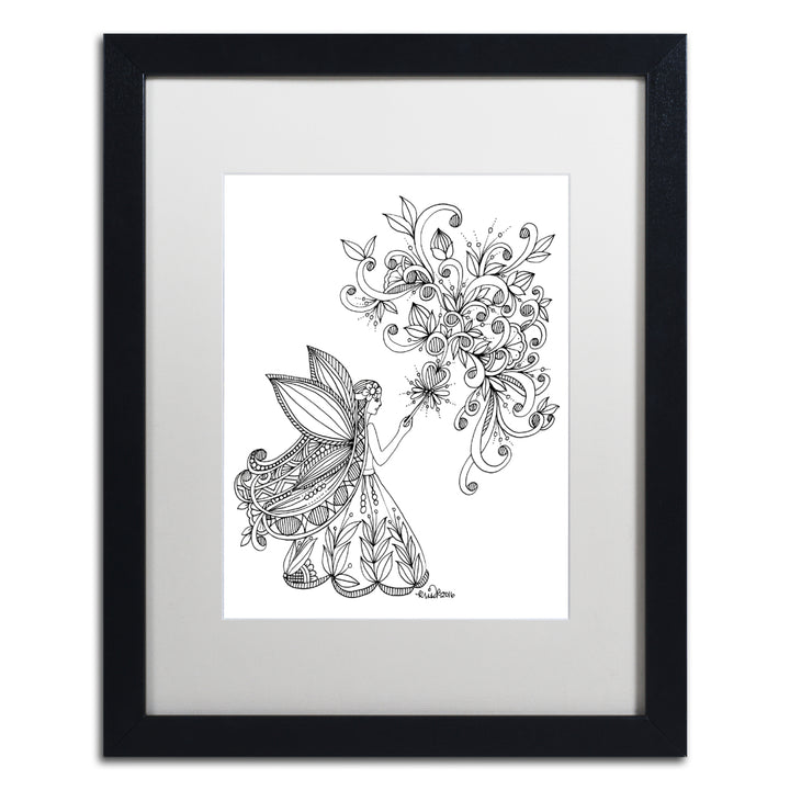 KCDoodleArt Fairies and Woodland Creatures 25 Black Wooden Framed Art 18 x 22 Inches Image 1