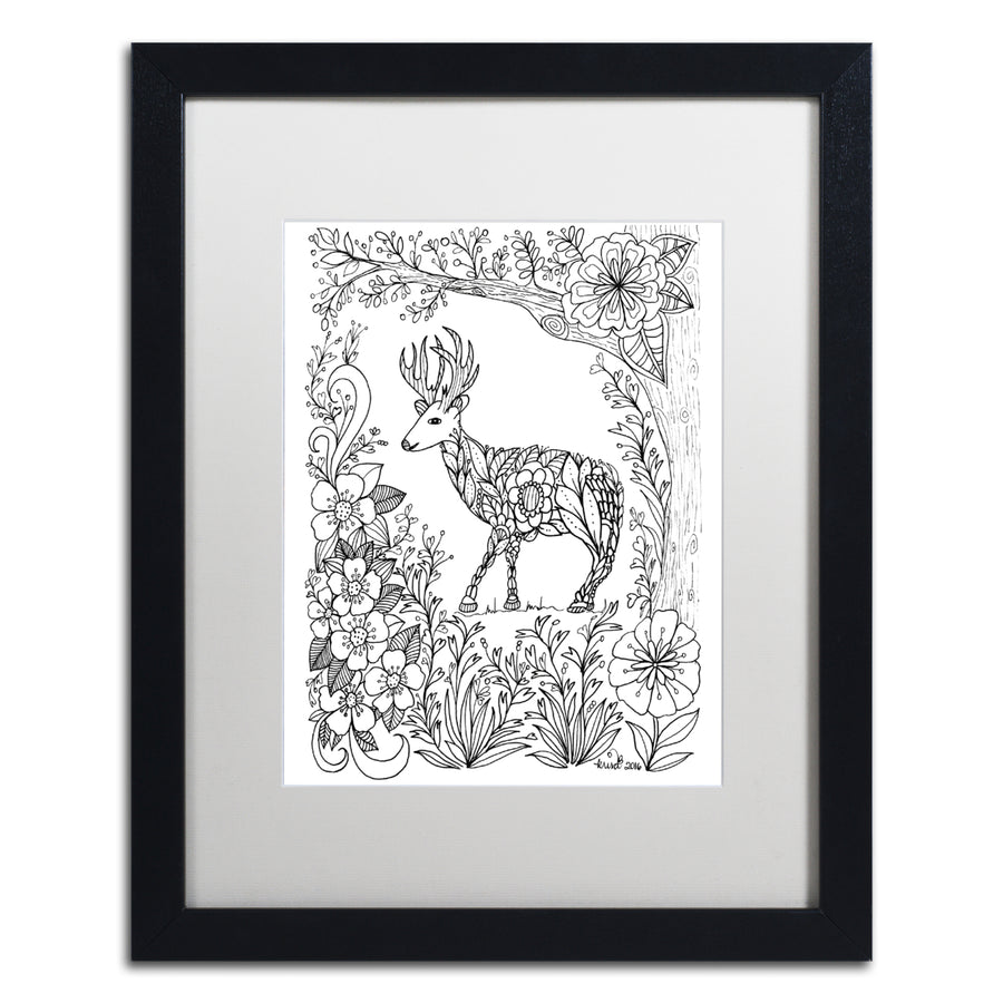 KCDoodleArt Fairies and Woodland Creatures 29 Black Wooden Framed Art 18 x 22 Inches Image 1