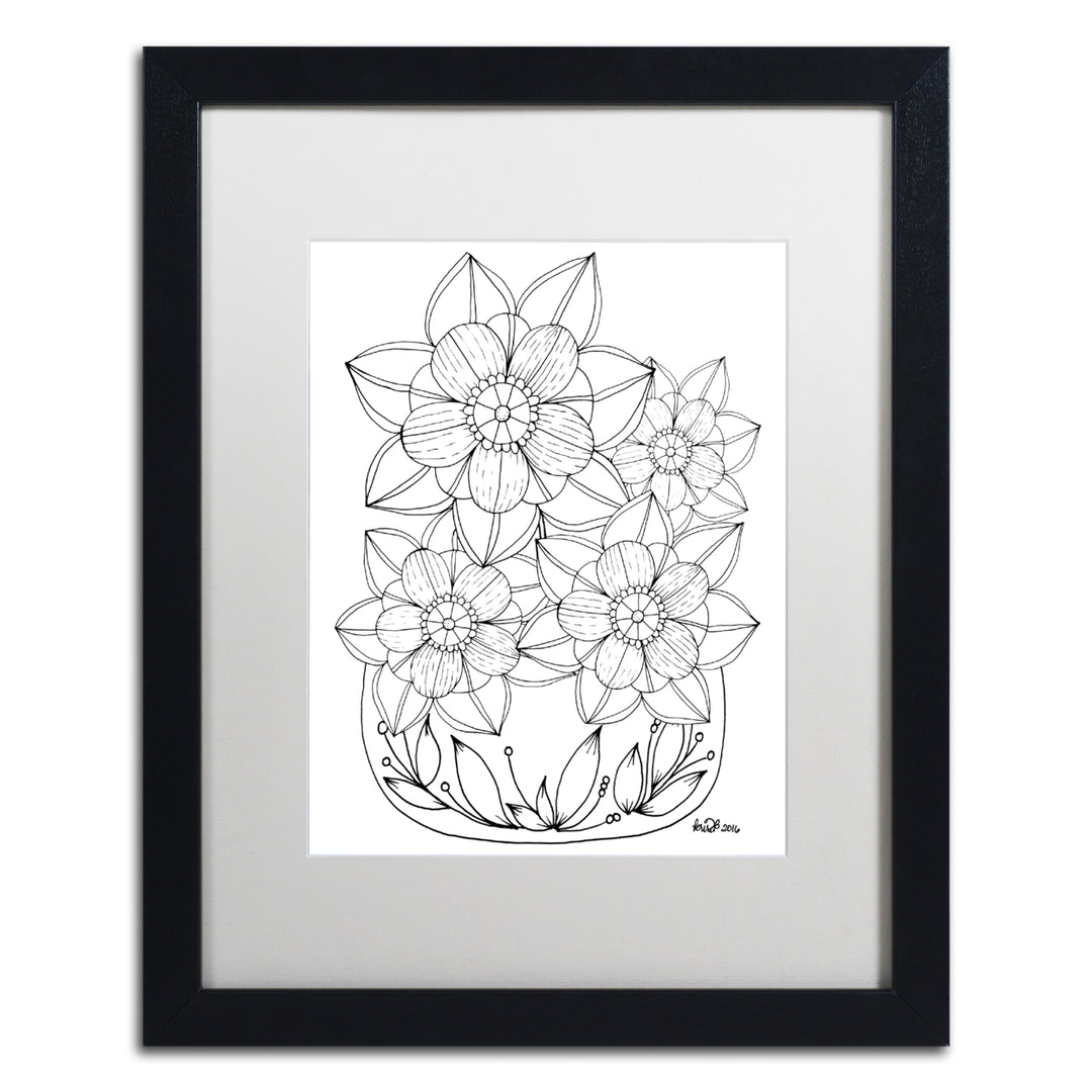 KCDoodleArt Flower Design 5 Black Wooden Framed Art 18 x 22 Inches Image 1