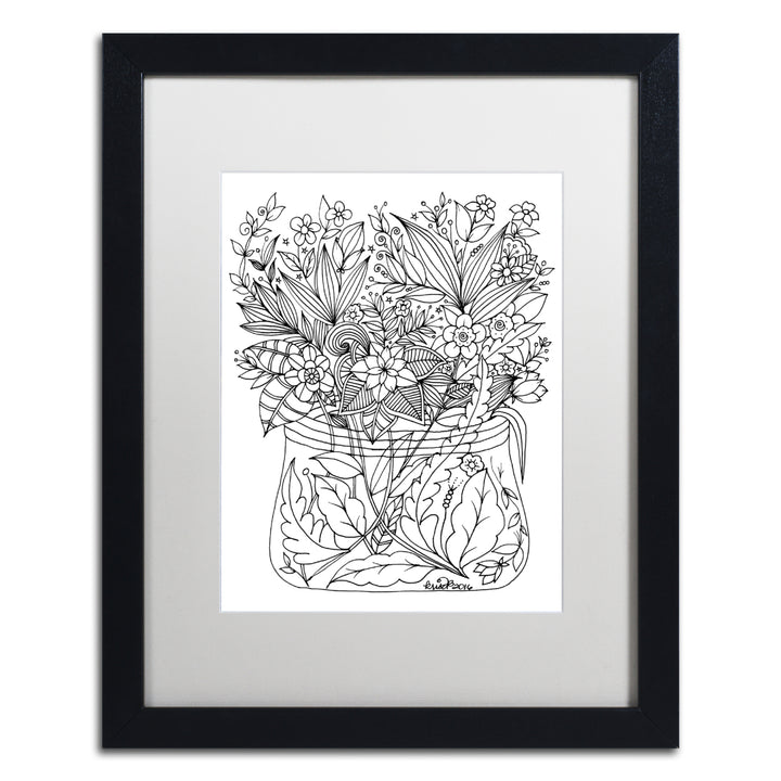 KCDoodleArt Flower Design 6 Black Wooden Framed Art 18 x 22 Inches Image 1